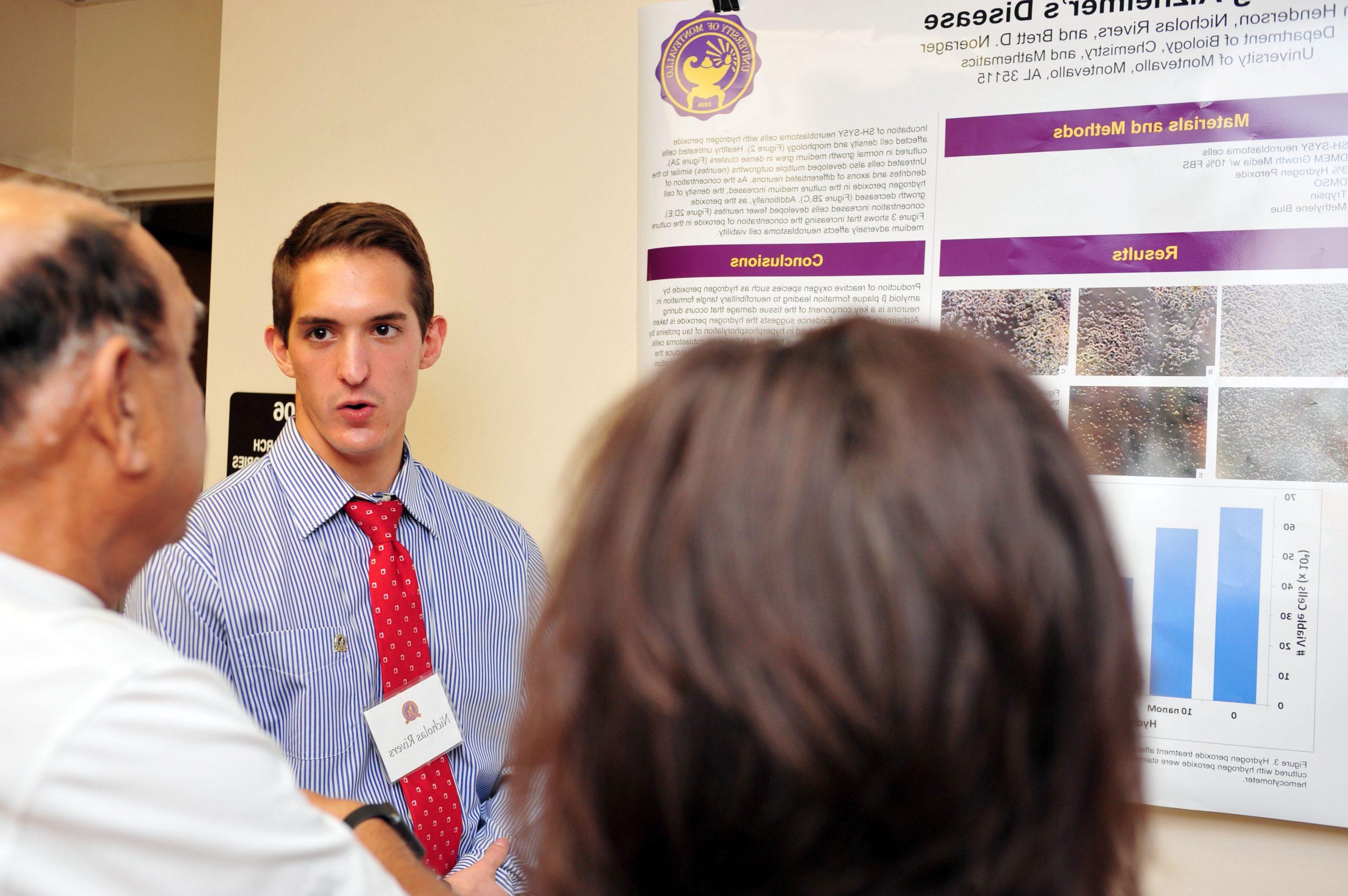 A Montevallo student presents findings at undergraduate research day.